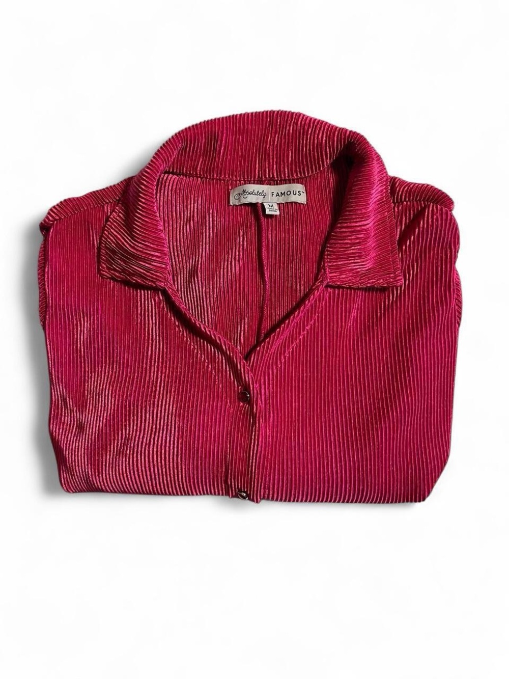Absolutely Famous Women’s Fuchsia Ribbed Button-Down Shirt